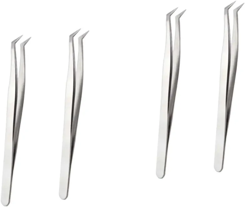 Didiseaon 4pcs Grafting Eyelashes Tweezers Precision Fake Eyelashes Application Tools Makeup Tools for Stage Weddings Photoshoots and Daily Wear