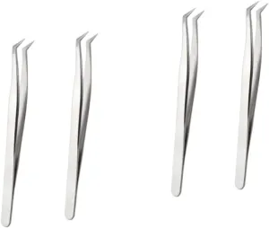 Didiseaon 4pcs Grafting Eyelashes Tweezers Precision Fake Eyelashes Application Tools Makeup Tools for Stage Weddings Photoshoots and Daily Wear