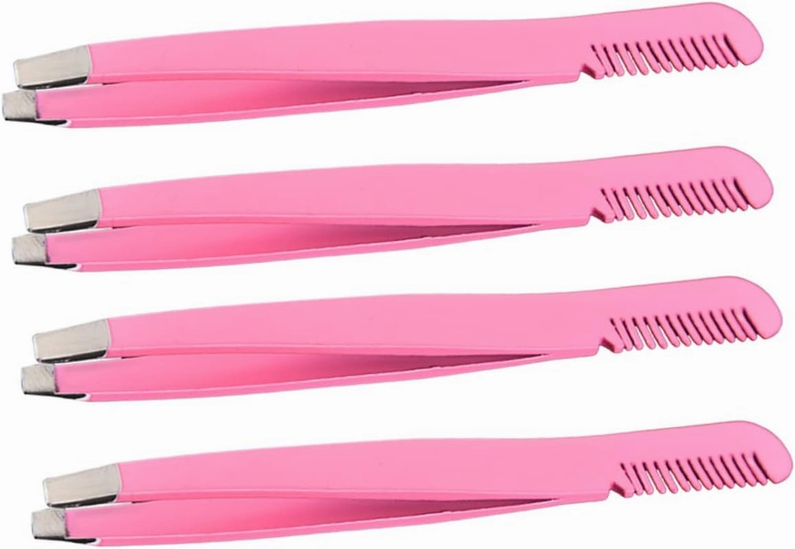 Didiseaon 8pcs Stainless Steel Eyebrow Tweezers Comb Diagonal Eyebrow Clips for Precise Shaping Eyelash Application and Hair Removal Compact Use