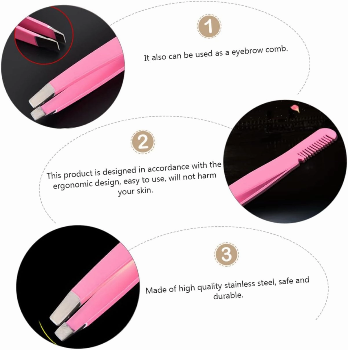 Didiseaon 8pcs Stainless Steel Eyebrow Tweezers Comb Diagonal Eyebrow Clips for Precise Shaping Eyelash Application and Hair Removal Compact Use