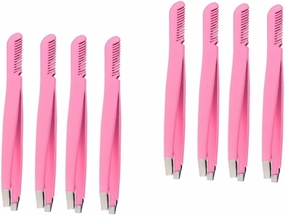 Didiseaon 8pcs Stainless Steel Eyebrow Tweezers Comb Diagonal Eyebrow Clips for Precise Shaping Eyelash Application and Hair Removal Compact Use