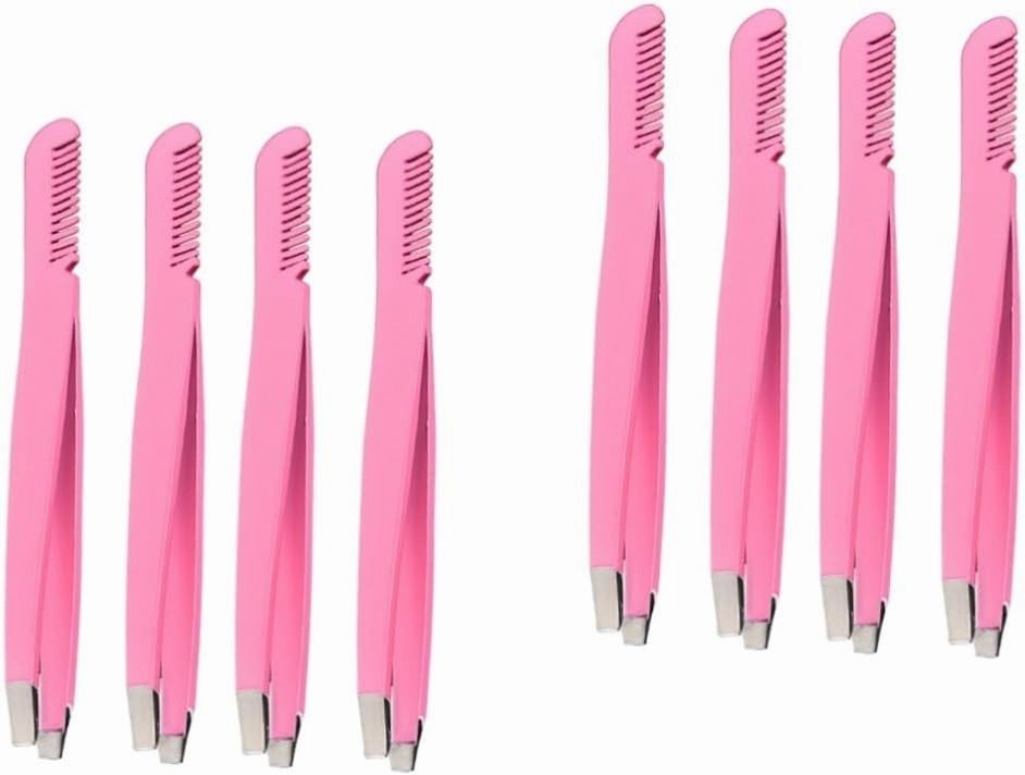 Didiseaon 8pcs Stainless Steel Eyebrow Tweezers Comb Diagonal Eyebrow Clips for Precise Shaping Eyelash Application and Hair Removal Compact Use