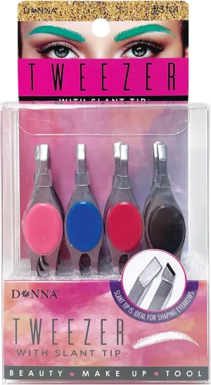 Donna Tweezer with Slant Tips Tweezers, Stainless Steel, for Eyebrow Shaping and Tweezing Facial and Body Hair 12pcs