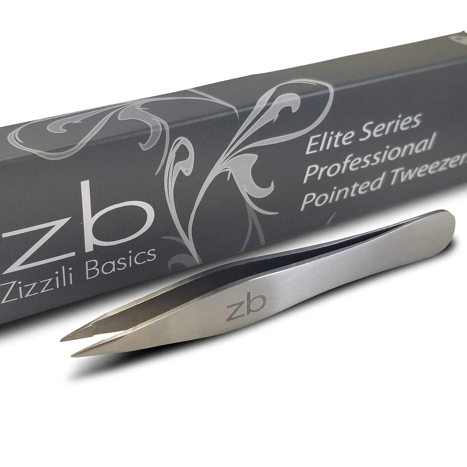 Elite Series Pointed Tweezers - Sharp Precision Tips   Surgical Grade Stainless Steel Tweezer for Professional Eyebrow and Facial Hair Removal
