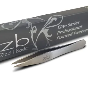 Elite Series Pointed Tweezers - Sharp Precision Tips   Surgical Grade Stainless Steel Tweezer for Professional Eyebrow and Facial Hair Removal