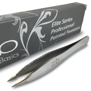 Elite Series Pointed Tweezers - Sharp Precision Tips   Surgical Grade Stainless Steel Tweezer for Professional Eyebrow and Facial Hair Removal