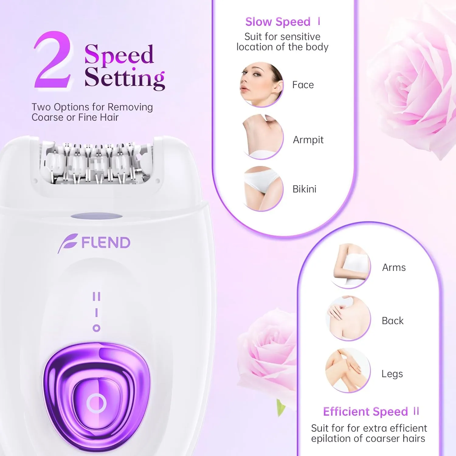 Epilators Hair Removal for Women, 2 in 1 Hair Removal Device with LED Light & USB Rechargeable, Electric Shaver & Trimmer for Legs,Underarms,Bikini and Full Body