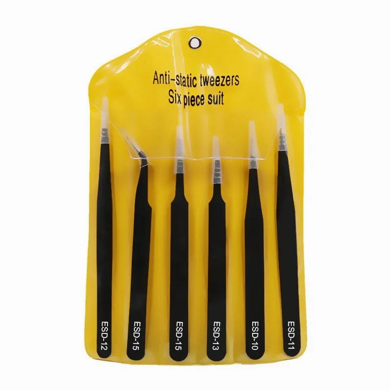 ESD Anti-Static Stainless Steel Tweezers Precision Maintenance Industrial Repair Curved Tool Home Working Model Making Hand Tool