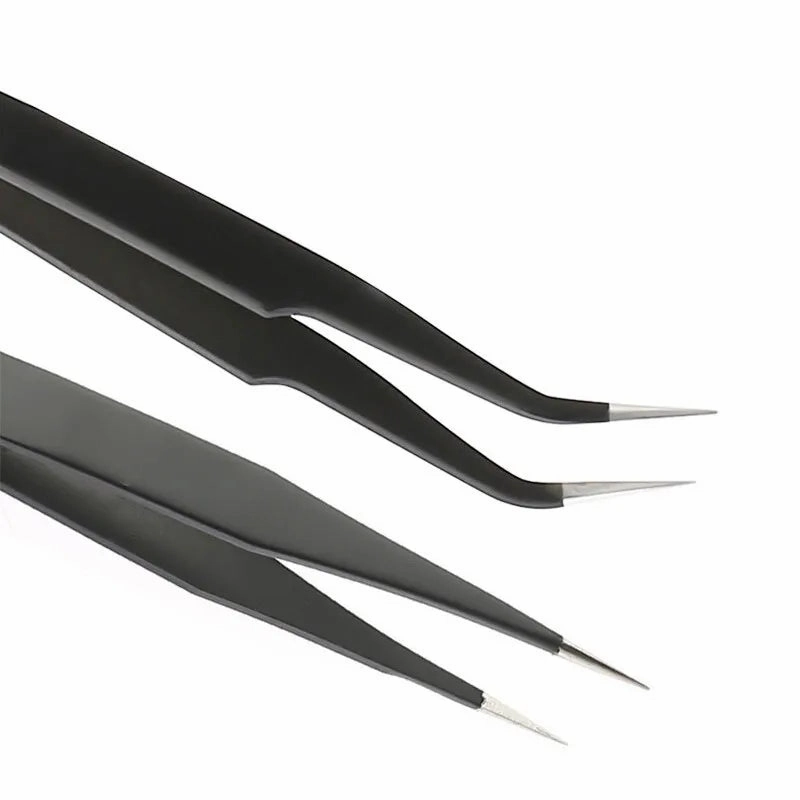 ESD Anti-Static Stainless Steel Tweezers Precision Maintenance Industrial Repair Curved Tool Home Working Model Making Hand Tool