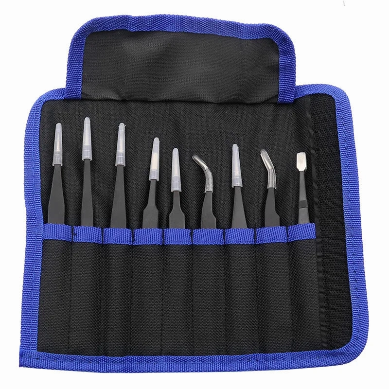 ESD Anti-Static Stainless Steel Tweezers Precision Maintenance Industrial Repair Curved Tool Home Working Model Making Hand Tool