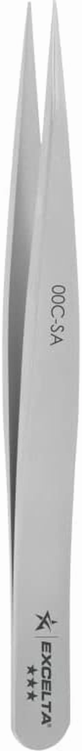 Excelta Three Star Utility Tweezers - Stainless Steel Straight Strong Tip - 0.02 in Tip Width - 4 1/4 in Length - 0.01 in Thick - 00C-SA [PRICE is per EACH]