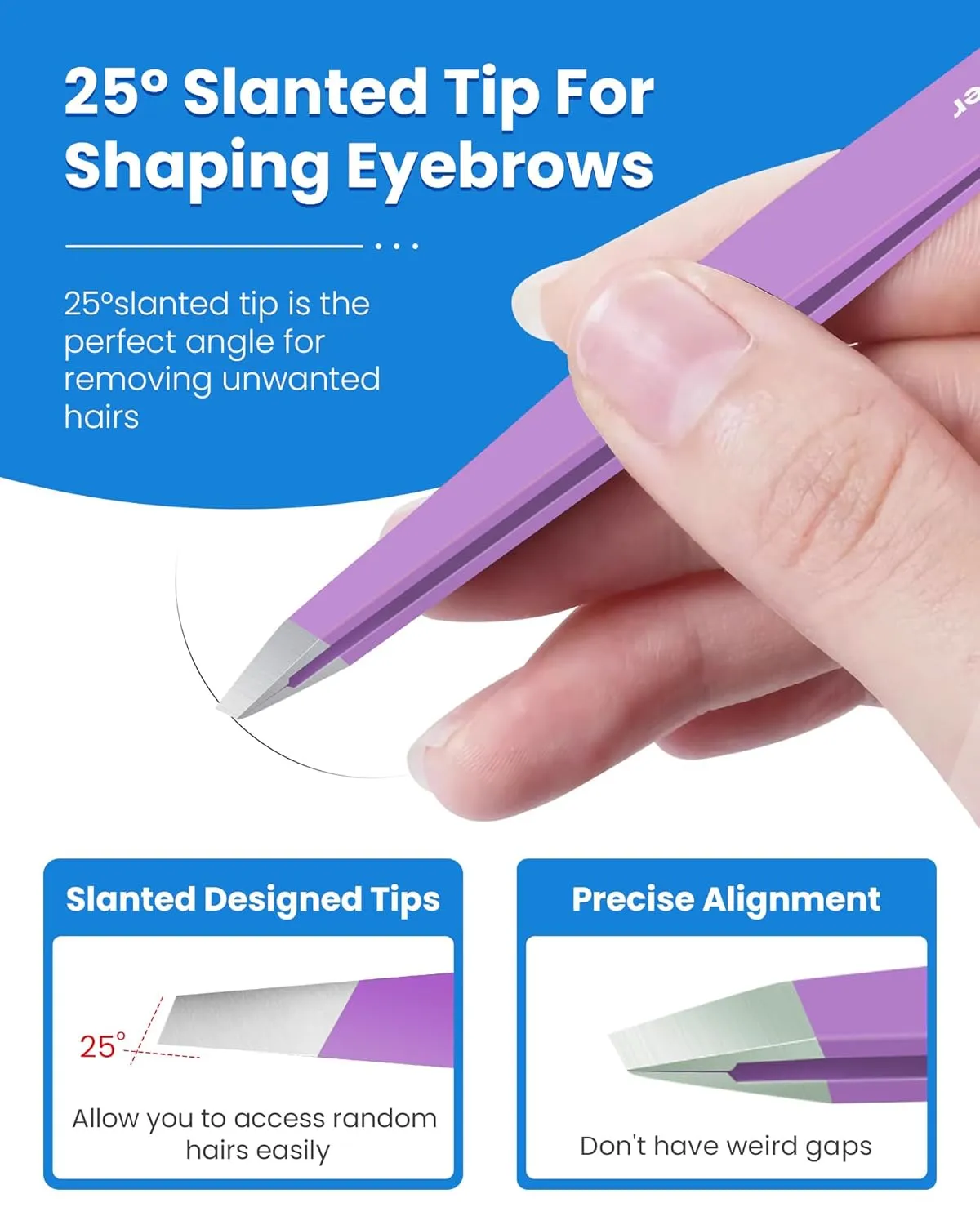 Expert Eyebrow Hair Removal Tweezer, High Precision Slant Tip Stainless Steel Tweezers for Men and Women