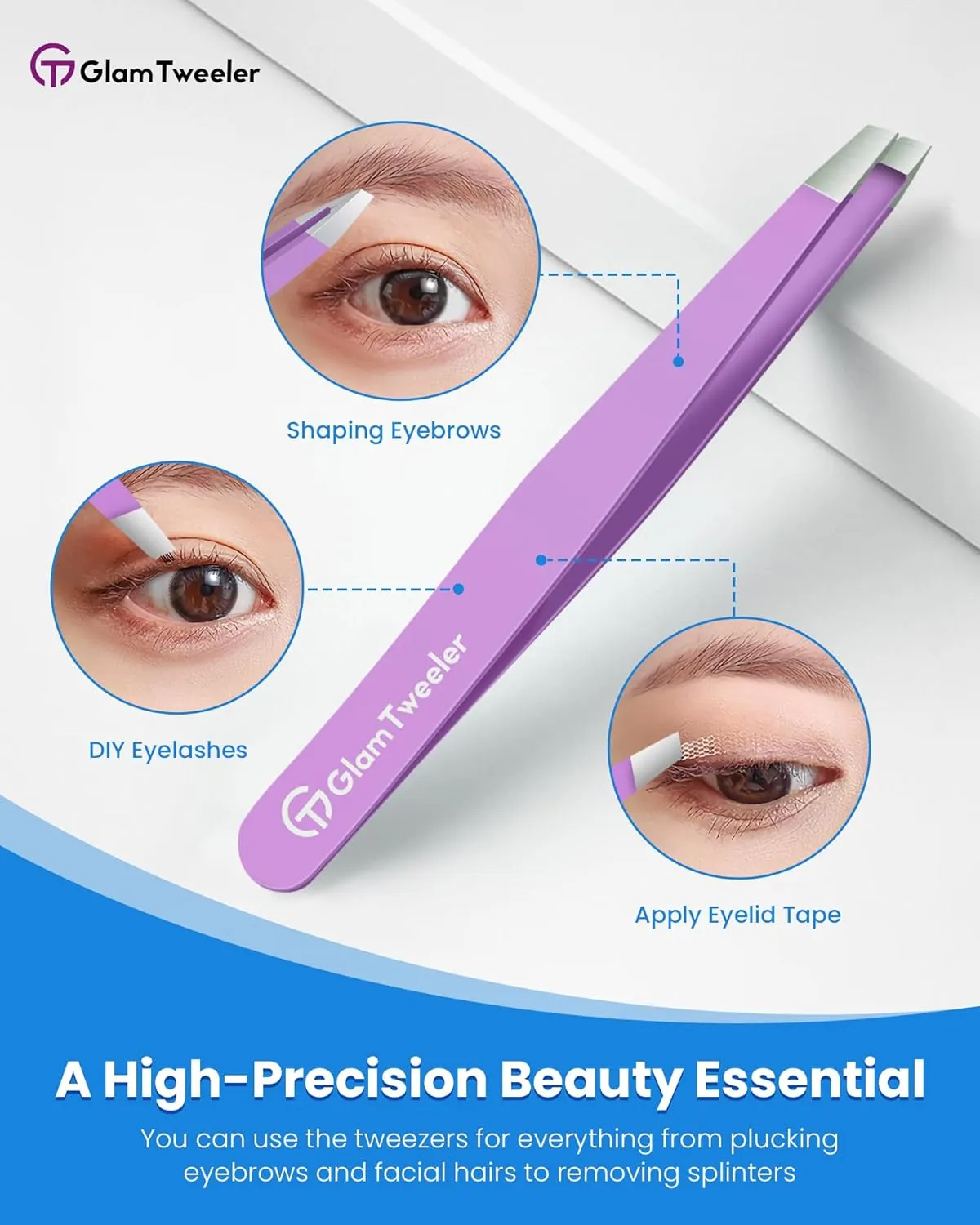 Expert Eyebrow Hair Removal Tweezer, High Precision Slant Tip Stainless Steel Tweezers for Men and Women