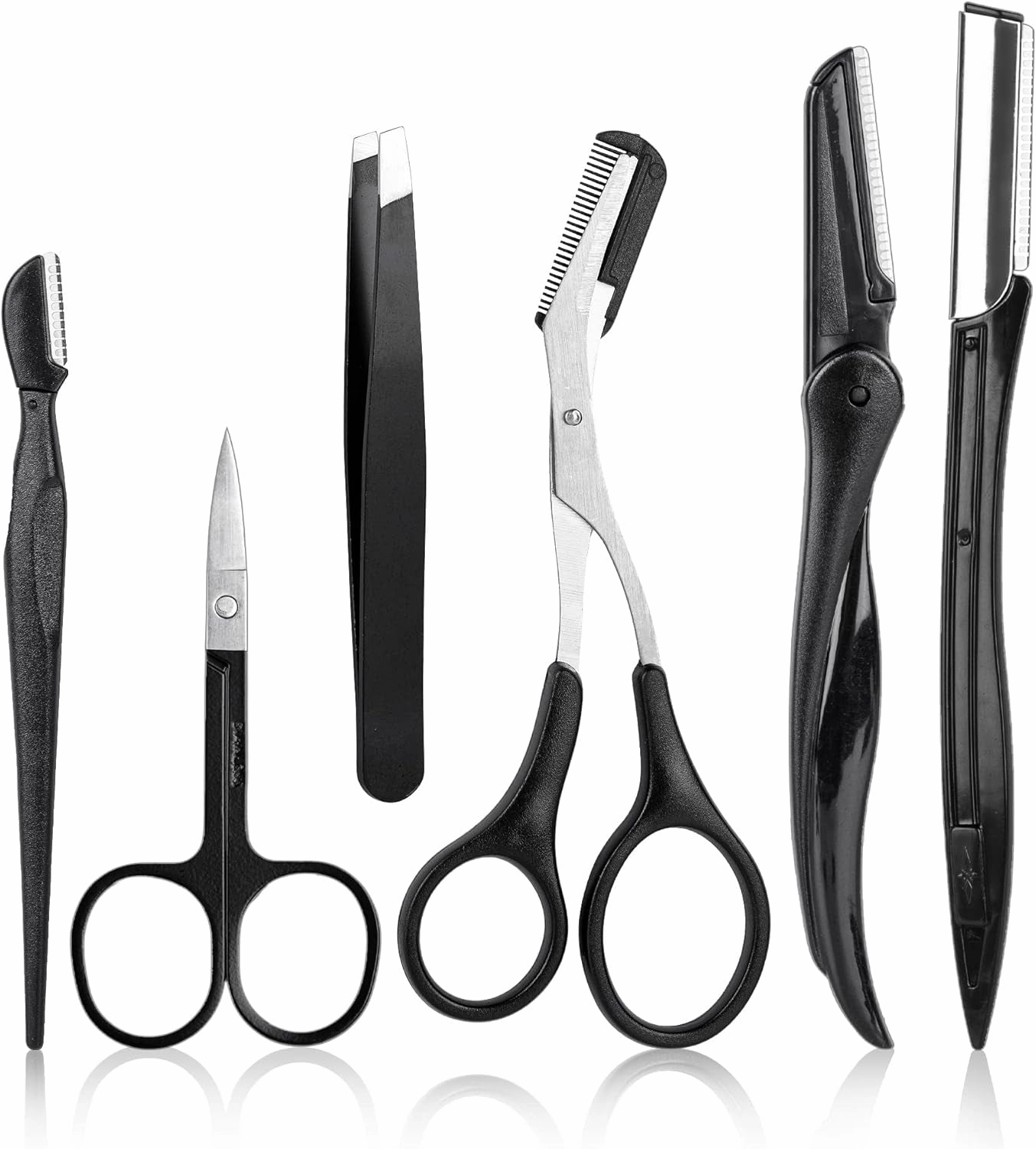 Exquisite Eyebrow Kit - 8 in 1 - Eyebrow Tweezer Kit 4 Pcs - Eyebrow Shaping Kit - Multipurpose Eyebrow Grooming Kit - Eyebrow Razor, Eyebrow Brush and Comb, Pencil, Eyebrow Scissors in Padded Case