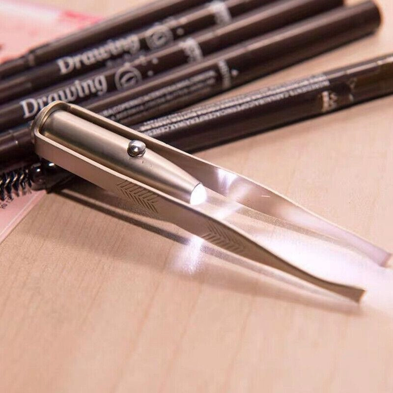 Eyebrow Eyelash Tweezers With Built-In Led Light Hair Removal Makeup Tool  Au