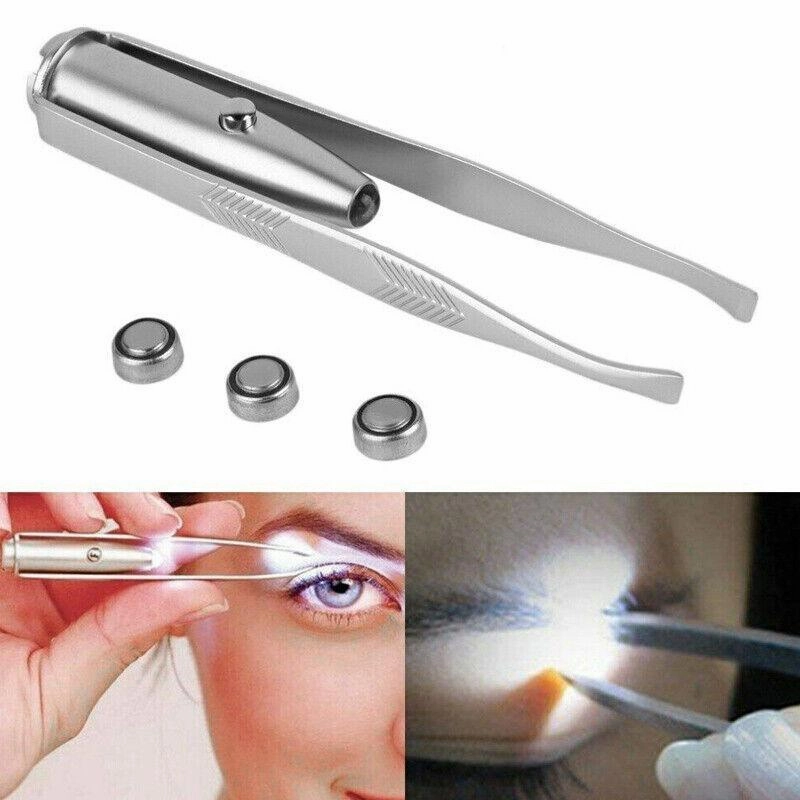 Eyebrow Eyelash Tweezers With Built-In Led Light Hair Removal Makeup Tool  Au