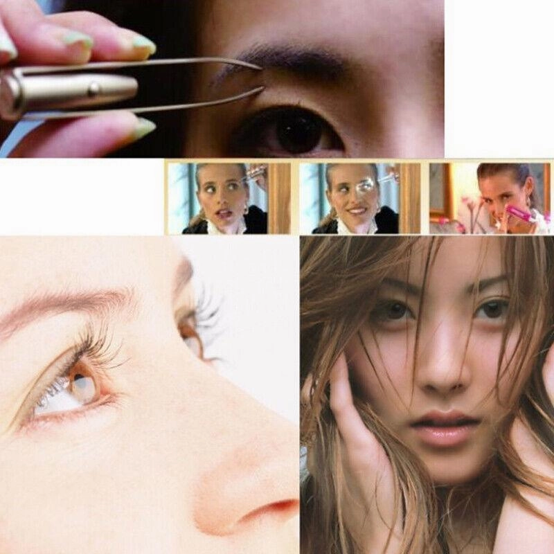 Eyebrow Eyelash Tweezers With Built-In Led Light Hair Removal Makeup Tool  Au