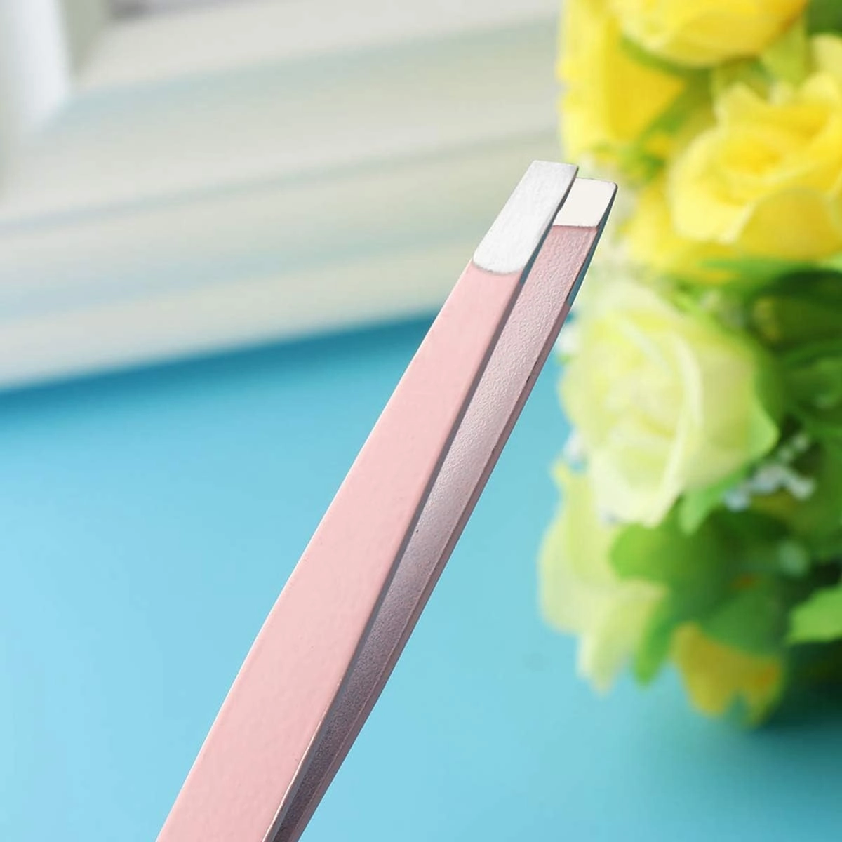 Eyebrow Grooming Beauty Tool ， Trimmer ，Eyebrow Tweezers Professional Stainless Steel Slant Tip Eyebrow Tweezer Hair Removal Lady Beauty Makeup Eyebrow Tools Pink(Pink)