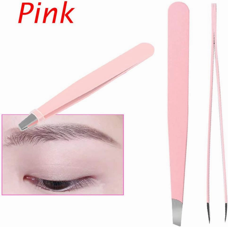 Eyebrow Grooming Beauty Tool ， Trimmer ，Eyebrow Tweezers Professional Stainless Steel Slant Tip Eyebrow Tweezer Hair Removal Lady Beauty Makeup Eyebrow Tools Pink(Pink)