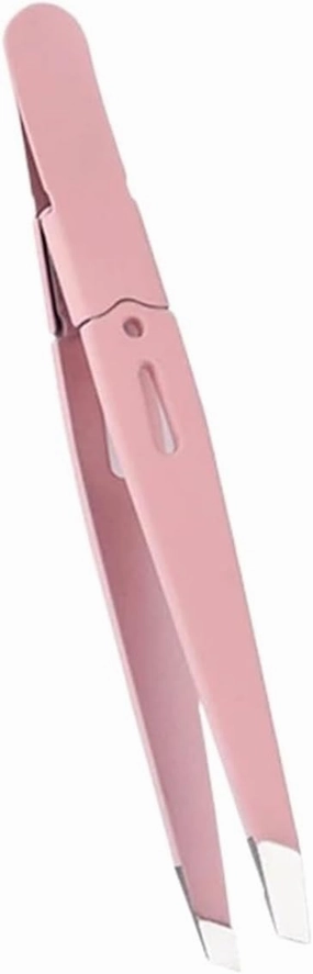 Eyebrow Tweezer Colorful Hair Beauty Fine Hairs Puller Stainless Steel Slanted Eye Brow Clips Removal Makeup Tools(Pink)