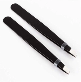 Eyebrow Tweezers 2PC Black/Pink Eyebrow Tweezer Hair Beauty Slanted Puller Stainless Steel Eye Brow Clips Hair Removal Makeup Tool Accessories (Color : Pink) Tweezers(Black)