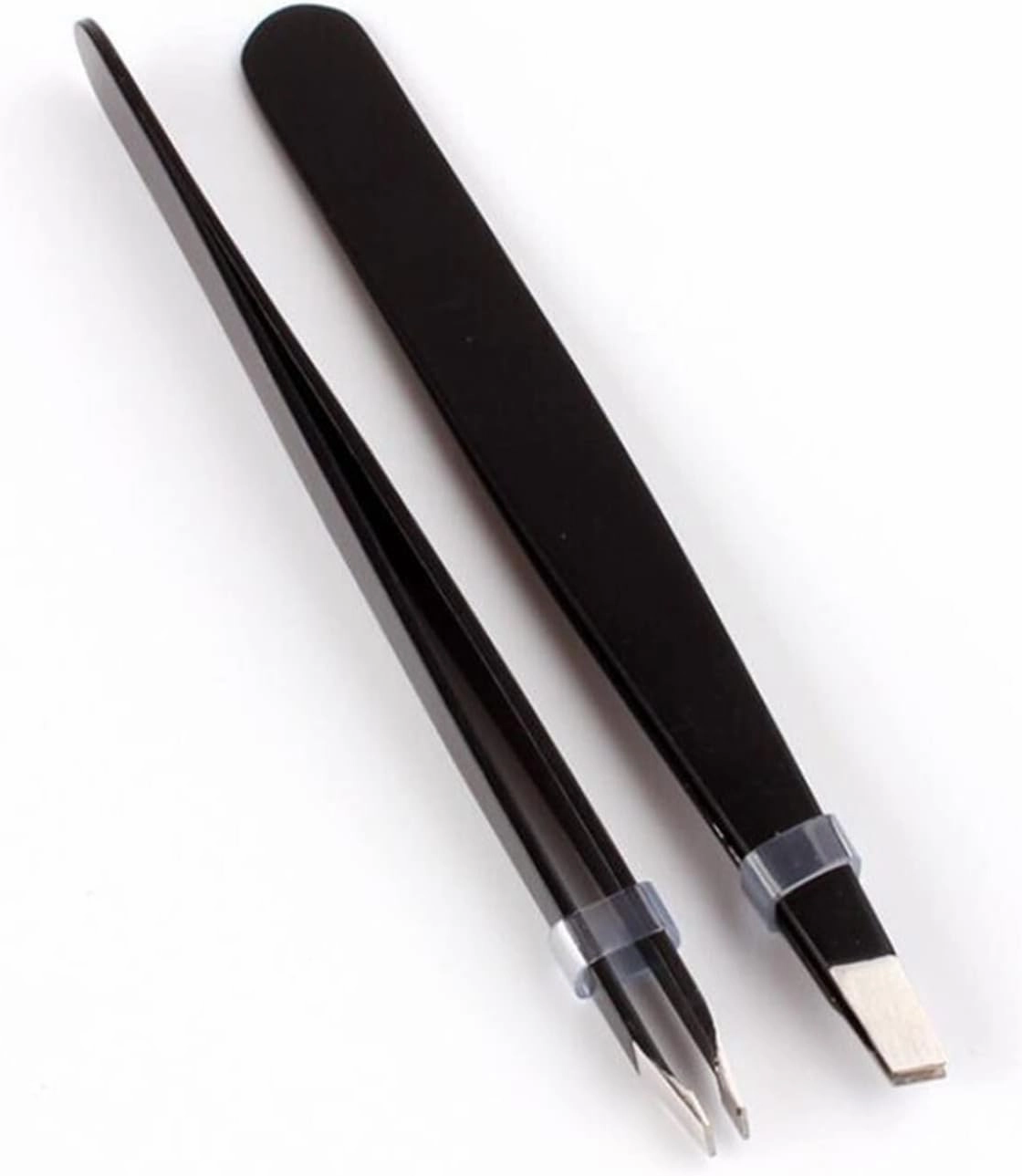Eyebrow Tweezers 2PC Black/Pink Eyebrow Tweezer Hair Beauty Slanted Puller Stainless Steel Eye Brow Clips Hair Removal Makeup Tool Accessories (Color : Pink) Tweezers(Black)