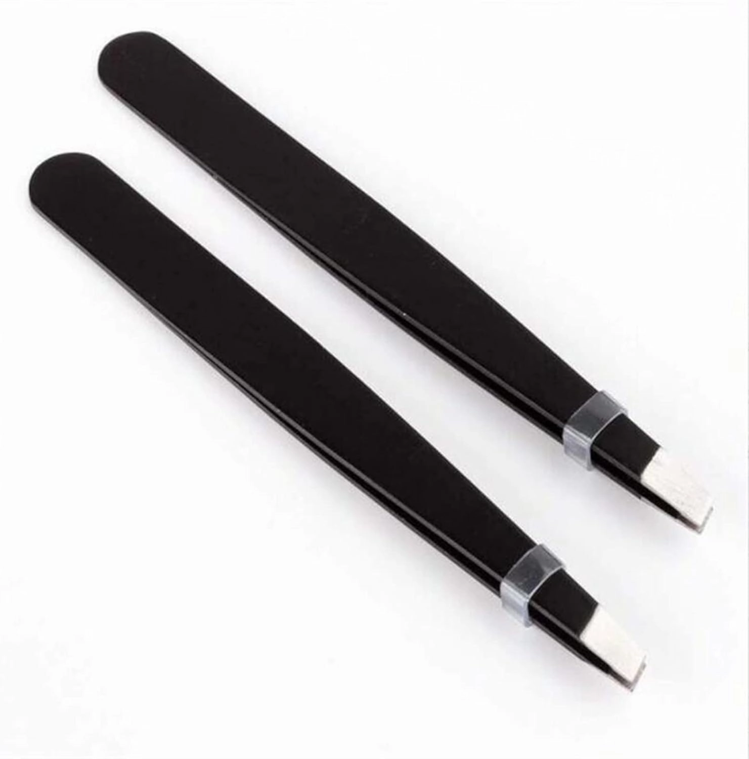 Eyebrow Tweezers 2PC Black/Pink Eyebrow Tweezer Hair Beauty Slanted Puller Stainless Steel Eye Brow Clips Hair Removal Makeup Tool Accessories (Color : Pink) Tweezers (Color : Pink) (Black)