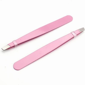 Eyebrow Tweezers 2PC Black/Pink Eyebrow Tweezer Hair Beauty Slanted Puller Stainless Steel Eye Brow Clips Hair Removal Makeup Tool Accessories (Color : Pink) Tweezers (Color : Pink) (Pink)