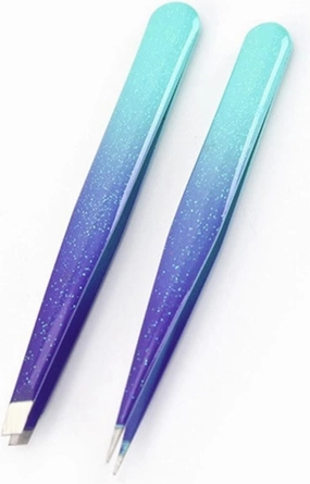 Eyebrow Tweezers 2pc Eyebrow Tweezer Stainless Steel Eye Brow Clips Makeup Tool Hair Beauty Slanted Puller (Color : 02) Tweezers(1)