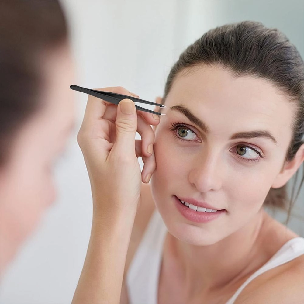 Eyelash Curler Oblique Tip Tweezers Flat Eyebrow Clip Makeup Tool Trimming