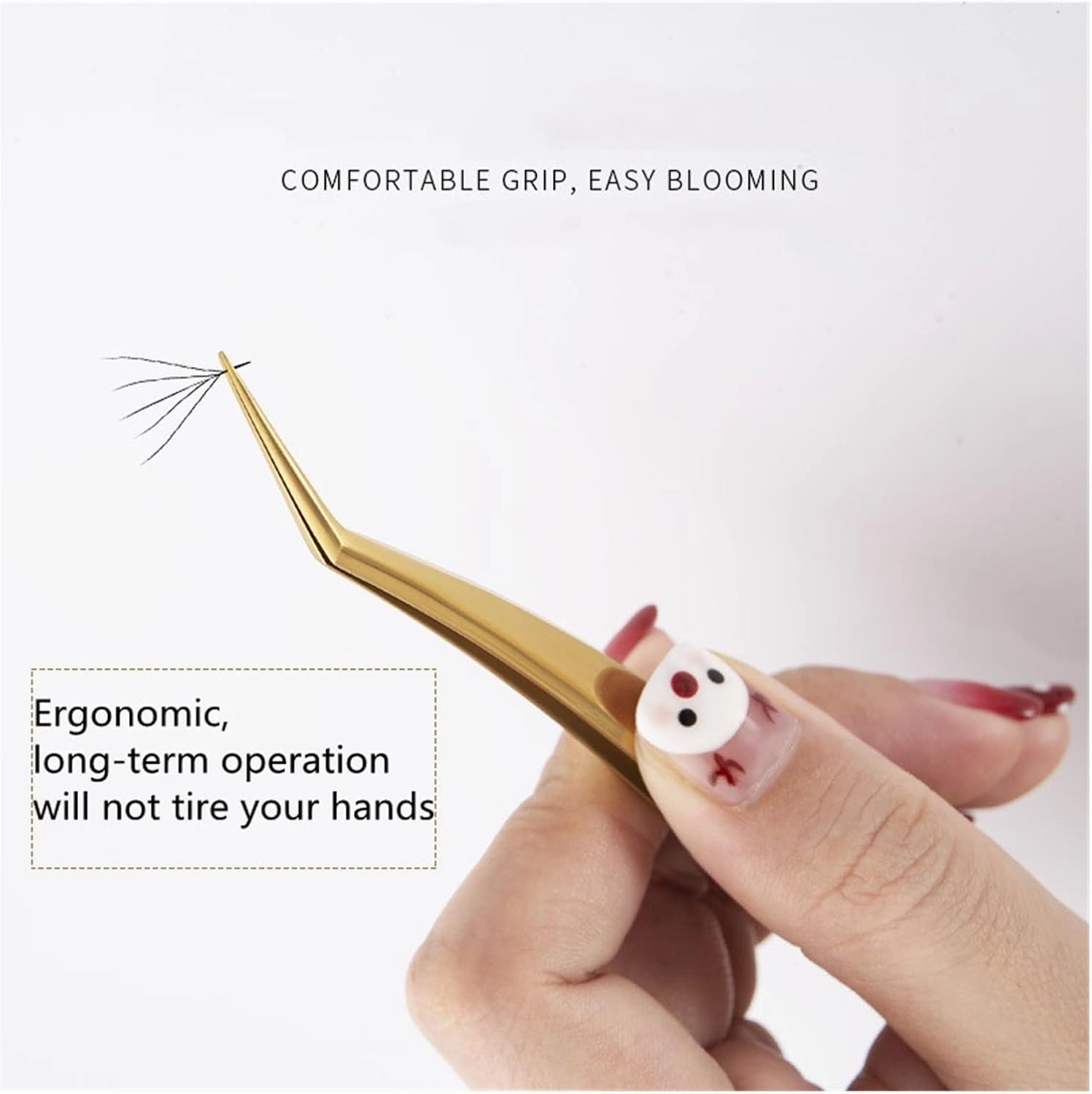 Eyelash Tweezer For False Eyelash Extension Lash Fan Eyebrows Nail Art Clip Cilia Gold Stainless Steel Tweezers Makeup Tools(Tweezers E)