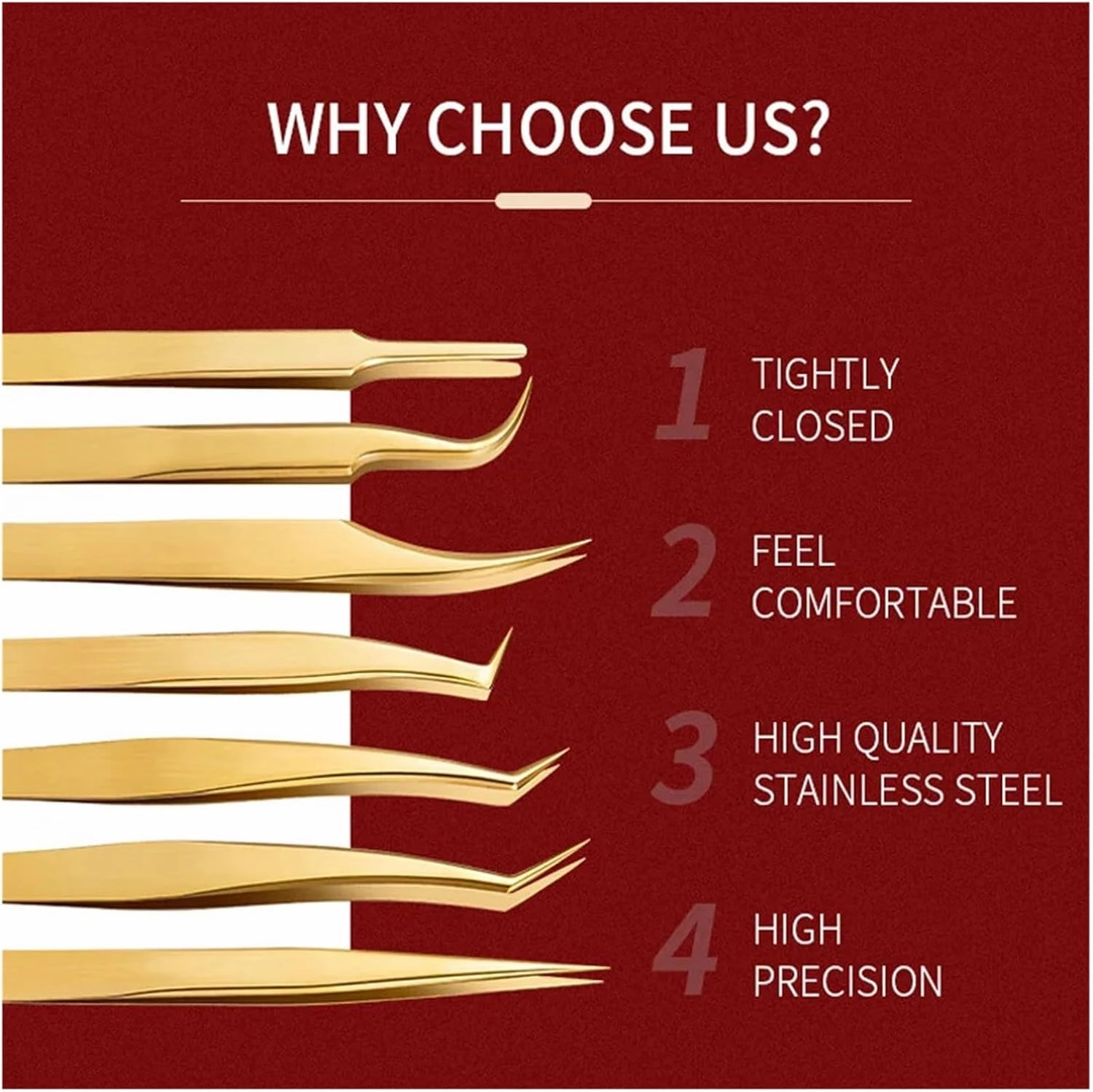Eyelash Tweezer For False Eyelash Extension Lash Fan Eyebrows Nail Art Clip Cilia Gold Stainless Steel Tweezers Makeup Tools(Tweezers E)
