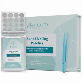 Facial Acne Healing Pimple Patches with Bonus Tweezers - 96 Assorted Translucent Hydrocolloid Dots for Pimples and Blemishes - Moisture Drawing Acne Treatment