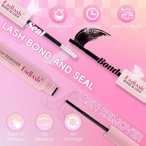 FADLASH Lash Extension DIY Kit Lash Clusters D Curl Cluster Lashes with Lash Bond and Seal Cluster Lashes Glue Remover Lash Tweezers for DIY Eyelash Extension at Home（Kit 100D-0.07D-12-18MIX）, black