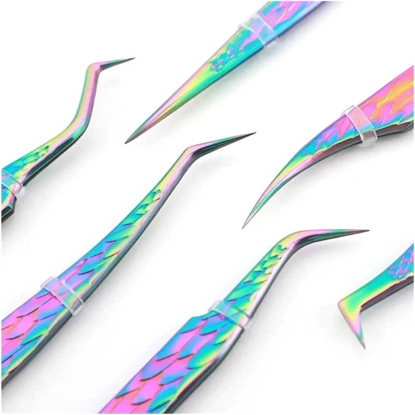 False Eyelash Tweezers Colorful Stainless Steel High Precision Anti-static Eyelash Extension Tweezers Makeup Tools(ZL02)