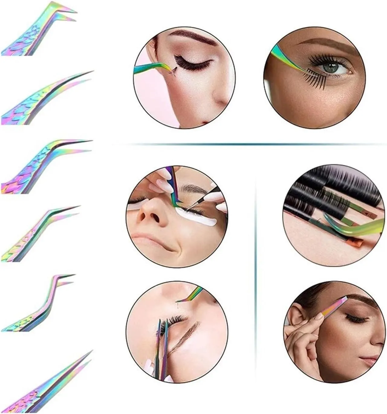 False Eyelash Tweezers Colorful Stainless Steel High Precision Anti-static Eyelash Extension Tweezers Makeup Tools(ZL02)