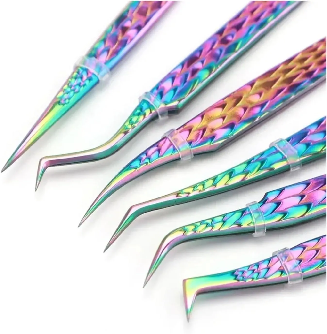 False Eyelash Tweezers Colorful Stainless Steel High Precision Anti-static Eyelash Extension Tweezers Makeup Tools(ZL02)