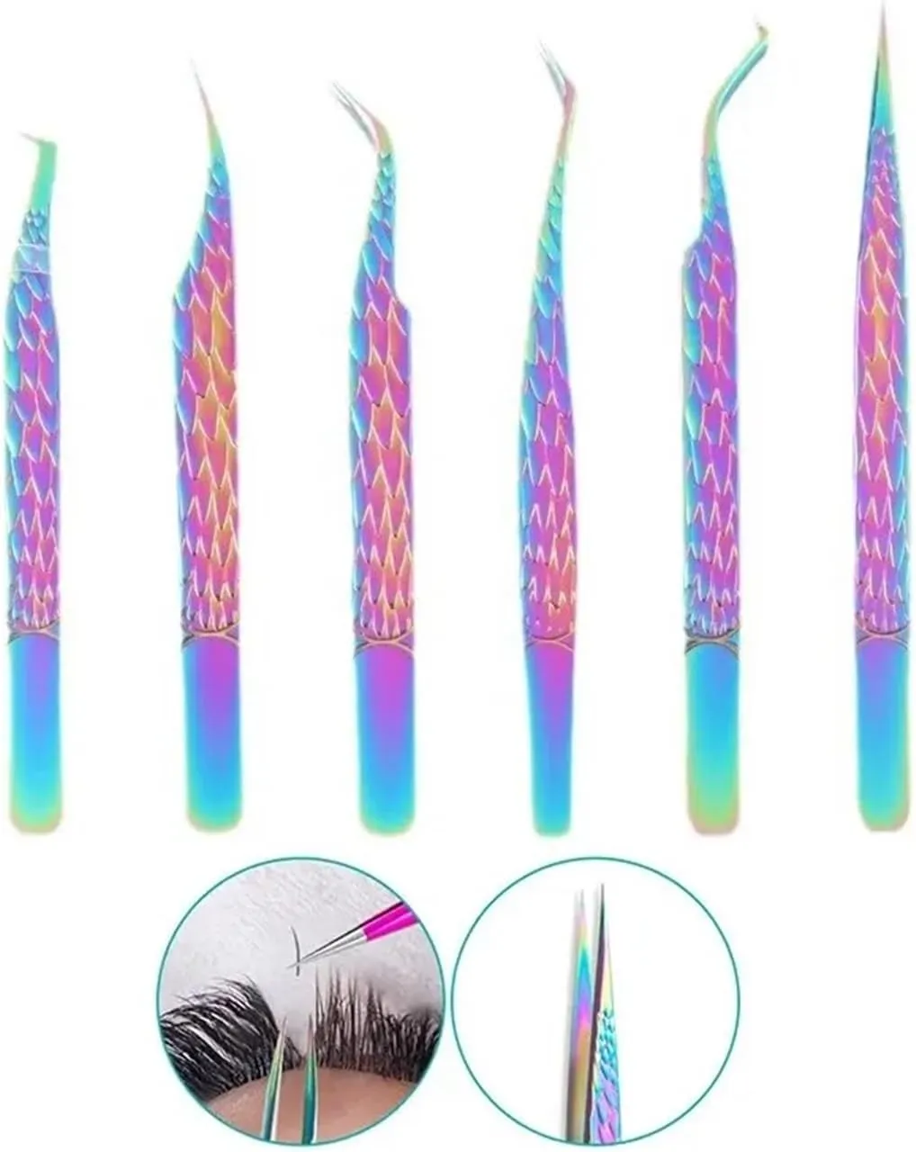 False Eyelash Tweezers Colorful Stainless Steel High Precision Anti-static Eyelash Extension Tweezers Makeup Tools(ZL02)