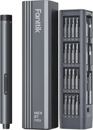 Fanttik E1 Max 3.7V Electric Screwdriver, Mini Precision Screwdriver Set, 50 Magnetic Bits, Magnetic Storage, 5/32‘’Hex, Repair Tool Kit for Electronics Phone Camera Laptop Watch (Grey)