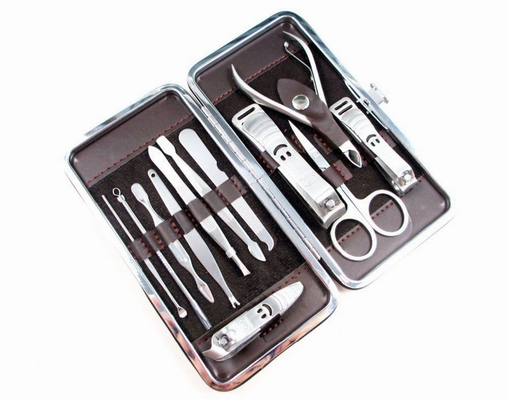 Fashion Case  1 set 12pcs Nail Manicure Set Tools Clipper Kit Nail Care Set Pedicure Scissor Tweezer Knife Ear pick