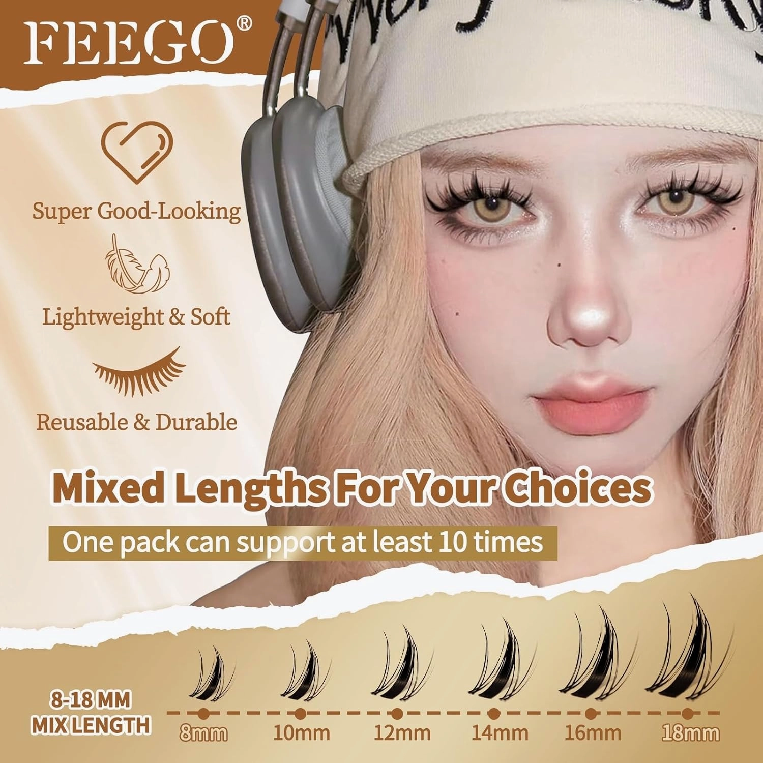 FEEGO Natural Lash Extension Kit 168Pcs Lash Clusters Kit Wispy Eyelash Extensions Individual Lashes Extensions with Bond and Seal Lash Glue and Eyelash Extension Tweezers DIY (MAGIC GIRL KIT A)