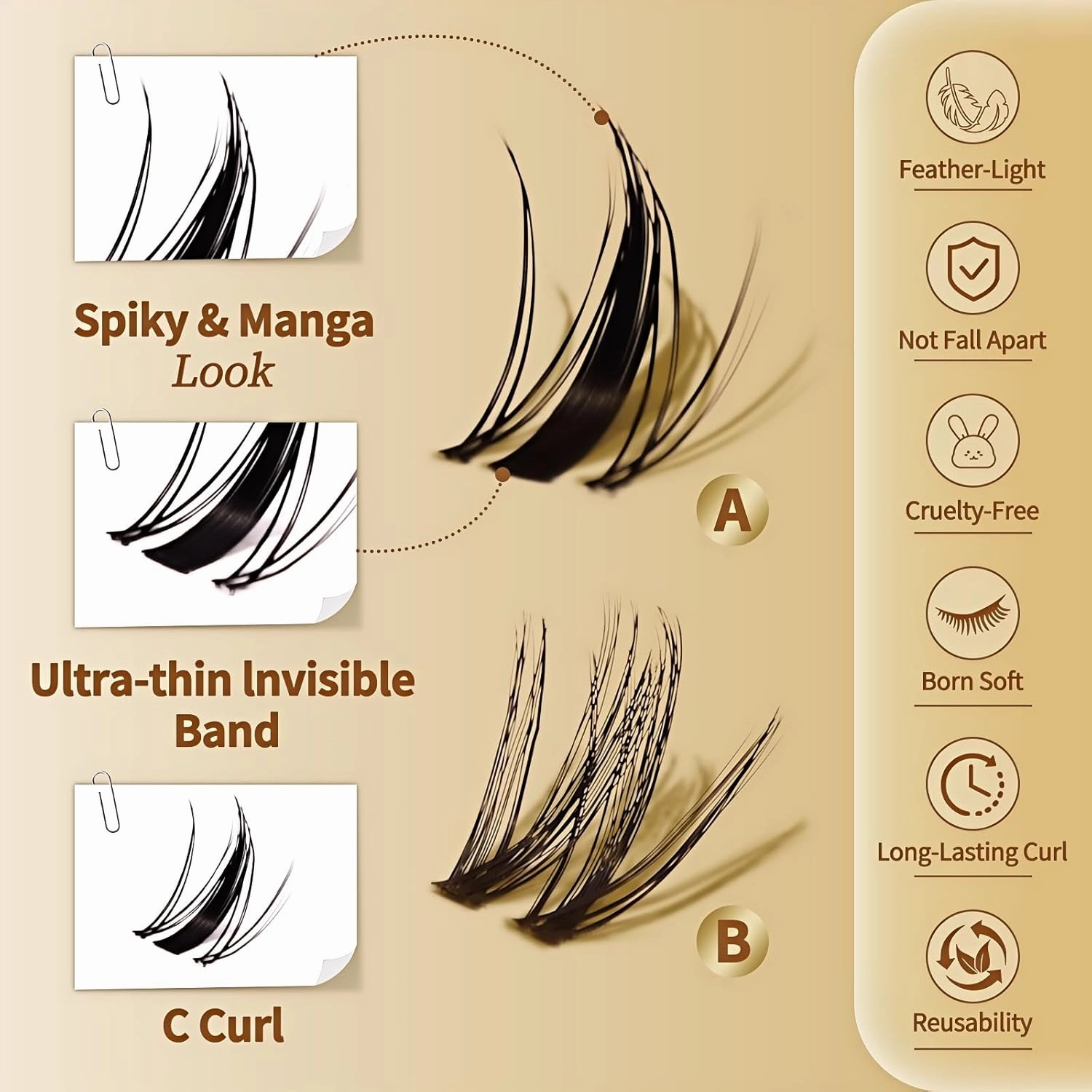 FEEGO Natural Lash Extension Kit 168Pcs Lash Clusters Kit Wispy Eyelash Extensions Individual Lashes Extensions with Bond and Seal Lash Glue and Eyelash Extension Tweezers DIY (MAGIC GIRL KIT A)