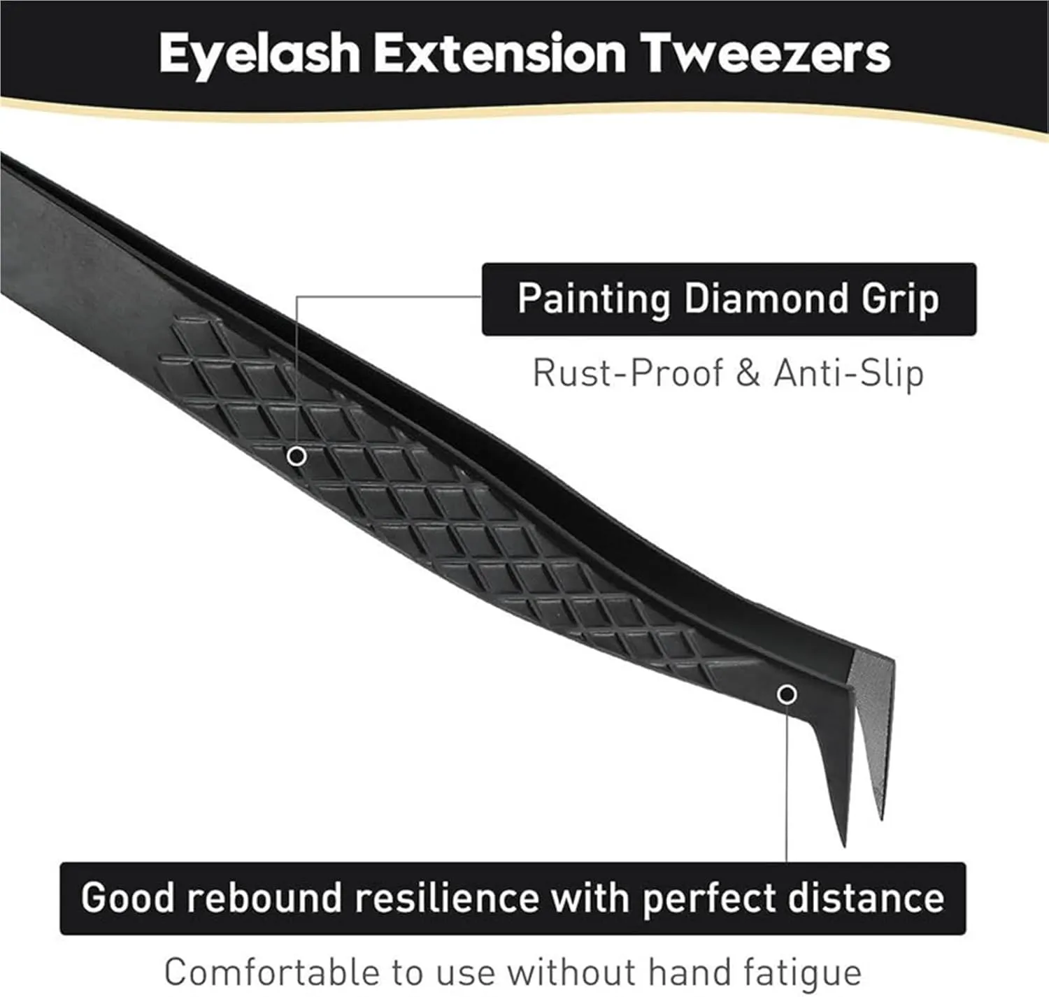 Fiber Tip False Lash Tweezers Black For Eyelash Extension Mega Volume Perfect Close Tip Boot Isolation Precision Tools(Black 6)