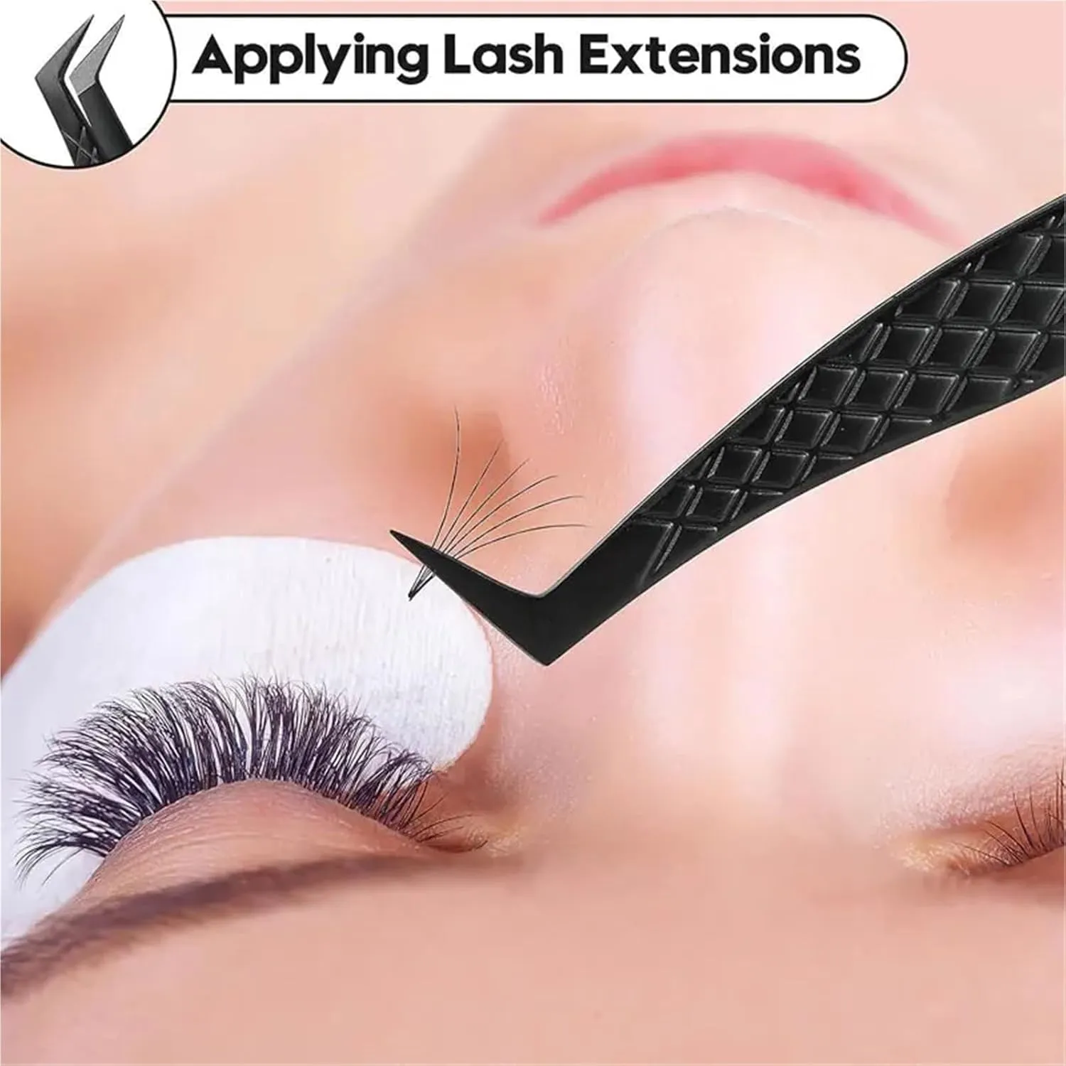 Fiber Tip False Lash Tweezers Black For Eyelash Extension Mega Volume Perfect Close Tip Boot Isolation Precision Tools(Black 6)