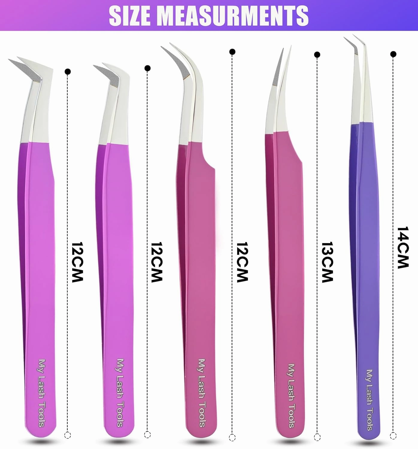 Fiber Tip Lash Tweezers Eyelash Extension Tweezers set for Lash Extensions Precision Boot Volume Eye lash Extensions Tweezers Steel Curved Isolation Tweezer fiber grip tweezers (5pcs)