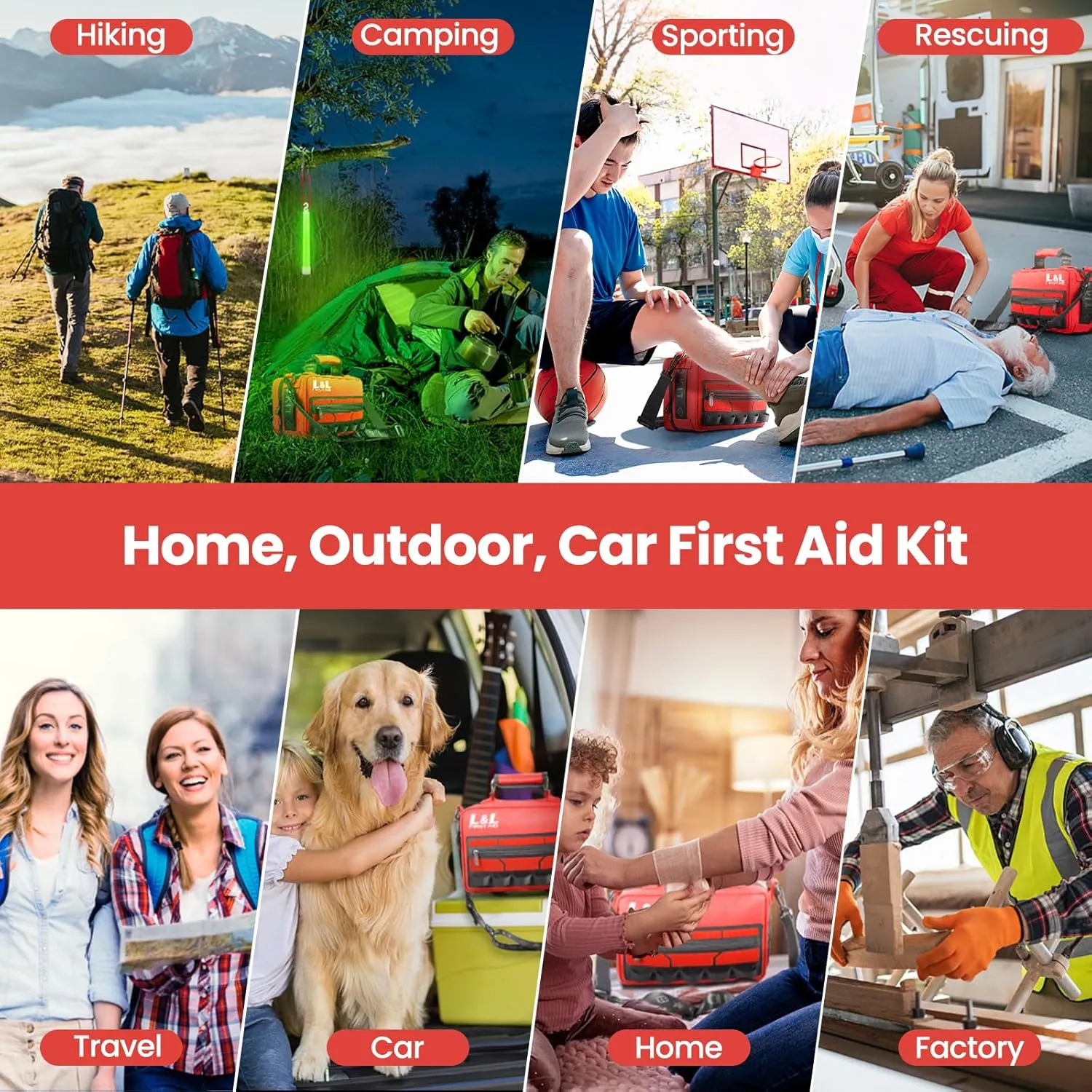 First Aid Kit for Car Home Travel Businesses,Survival Gear First Aid,First Aid Kit Survival,Waterproof Emergency Medical Kit for Outdoor Vehicles Camping Hiking Boating Office