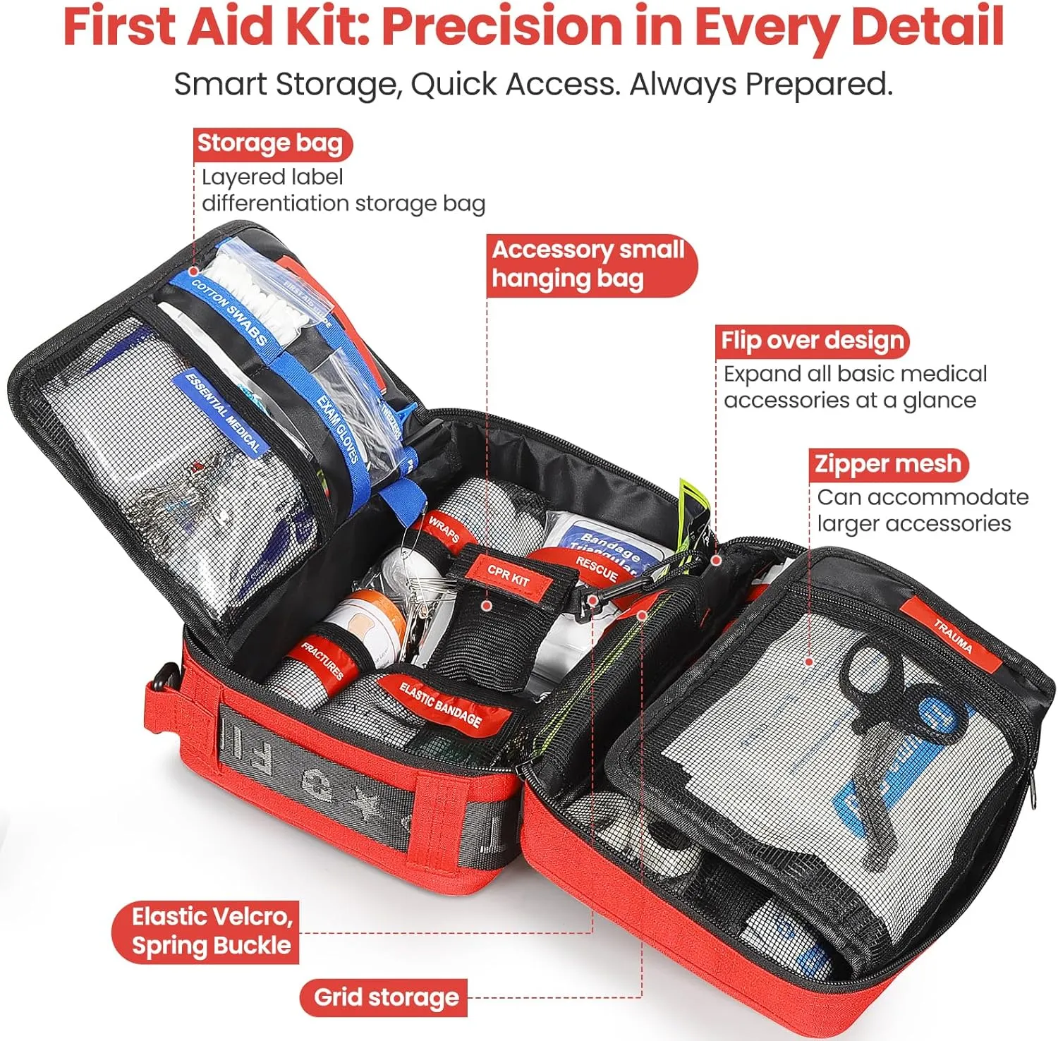 First Aid Kit for Car Home Travel Businesses,Survival Gear First Aid,First Aid Kit Survival,Waterproof Emergency Medical Kit for Outdoor Vehicles Camping Hiking Boating Office