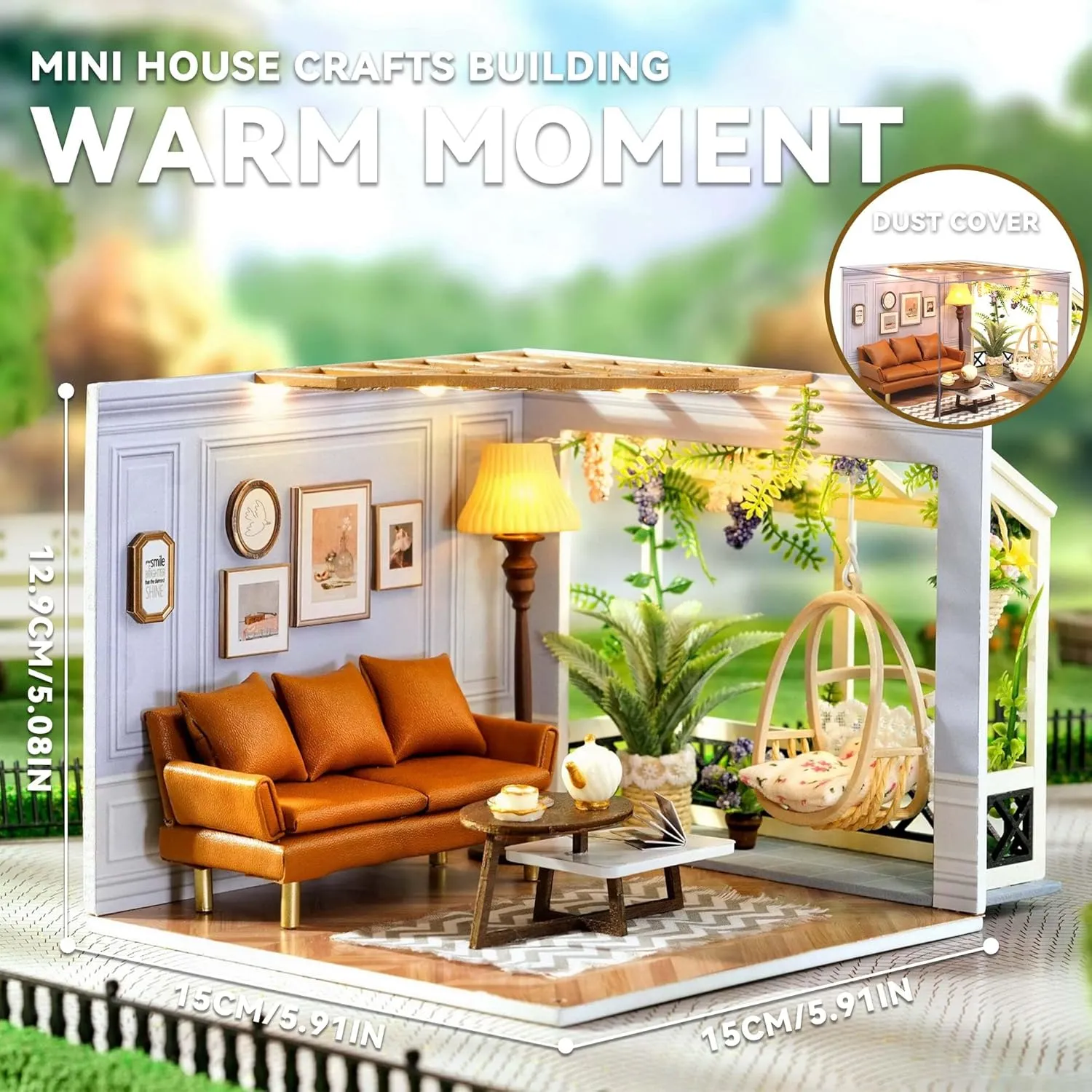 Flever DIY Miniature House Kit, Tiny Home Kit with LED Light, Mini House Build Craft Kits for Adults and Teens, Home Decor Creative Gift for Family/Friends(Warm Moment)