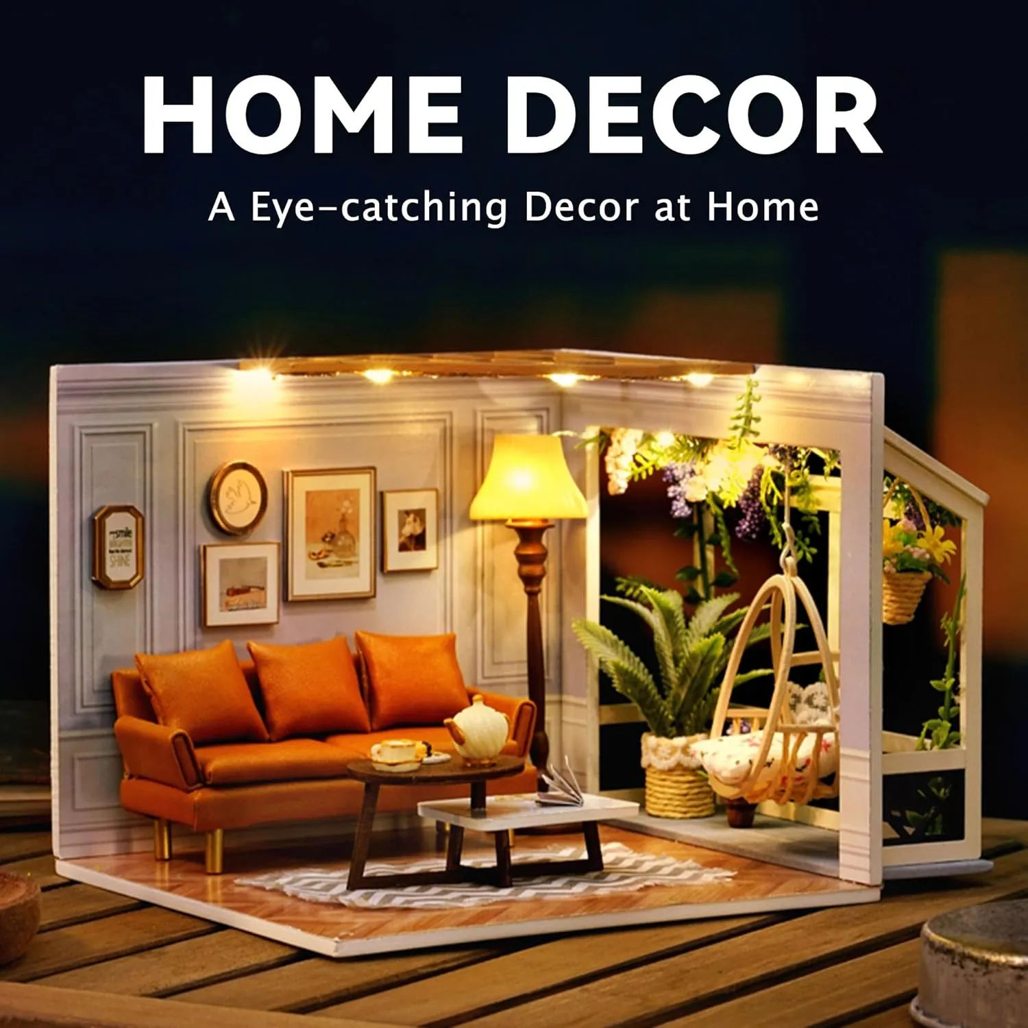 Flever DIY Miniature House Kit, Tiny Home Kit with LED Light, Mini House Build Craft Kits for Adults and Teens, Home Decor Creative Gift for Family/Friends(Warm Moment)