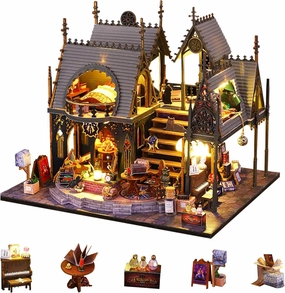 Flever DIY Miniature House Kit, Tiny Home Kit with LED Light, Mini House Build Craft Kits for Adults and Teens, Home Decor Creative Gift for Family/Friends (Luna Magic House)